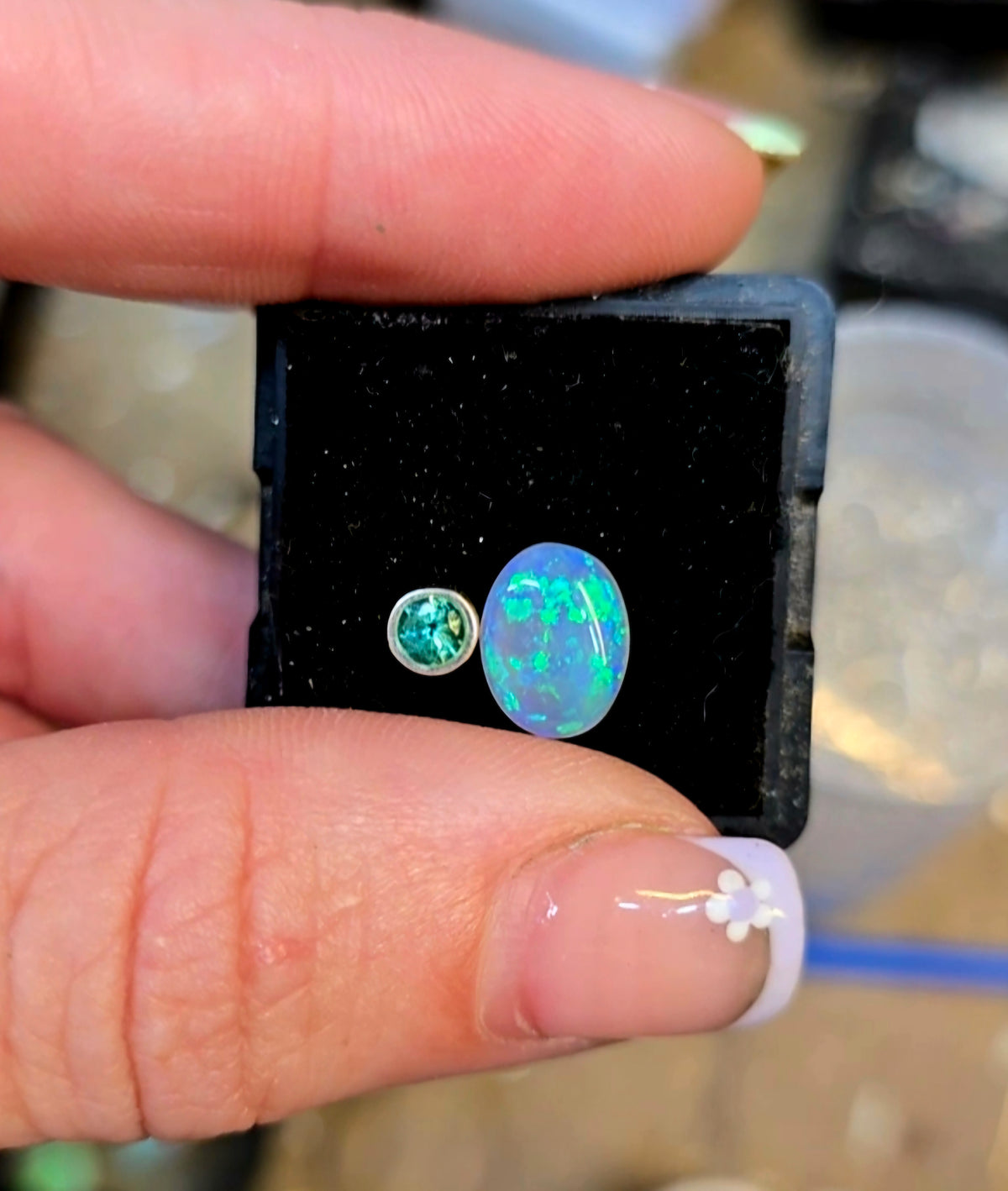 Ausyralian Opal Emerald Ring size 6.5