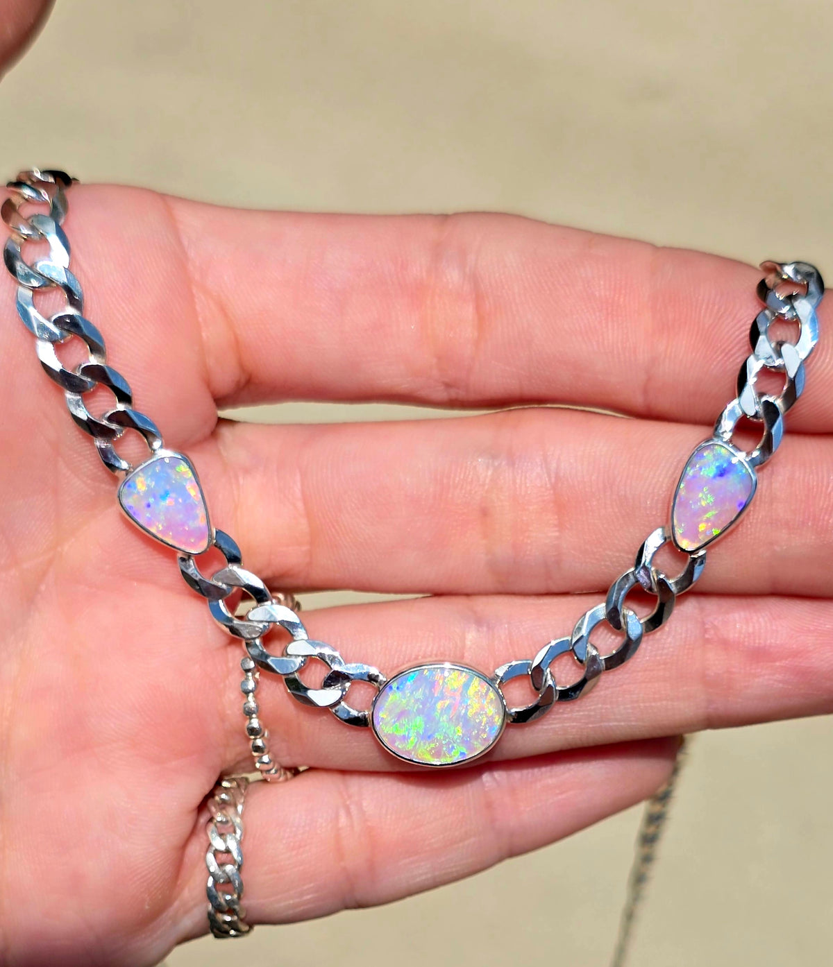 Not For Sale/Australian Crystal Opal Curbchain Necklace
