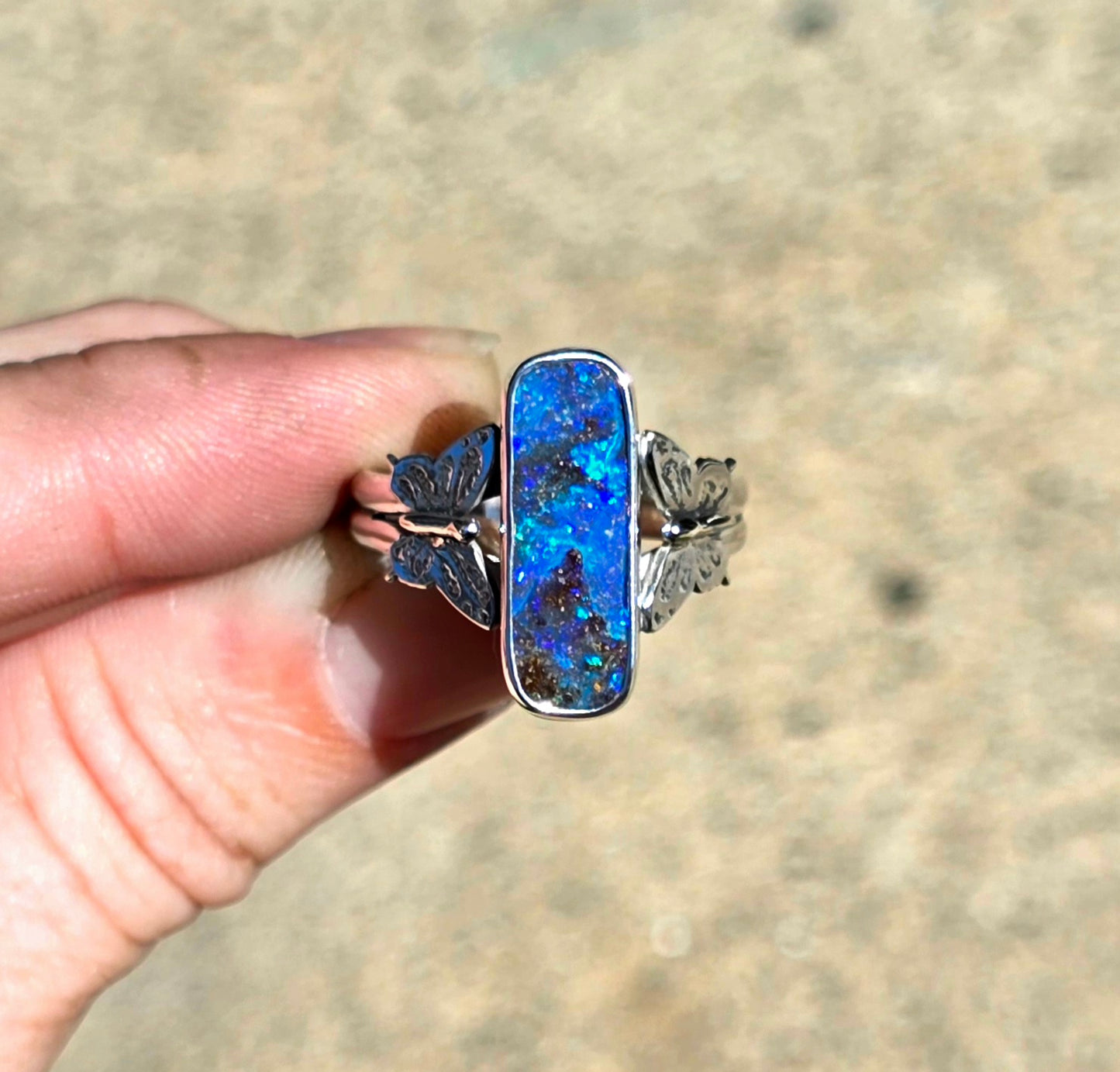 Boulder Opal Butterfly Ring
