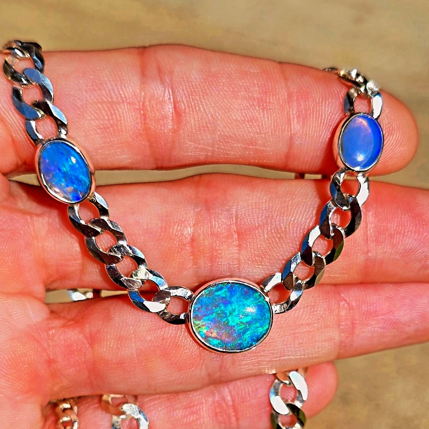 Australian Opal Curb Chain Necklace