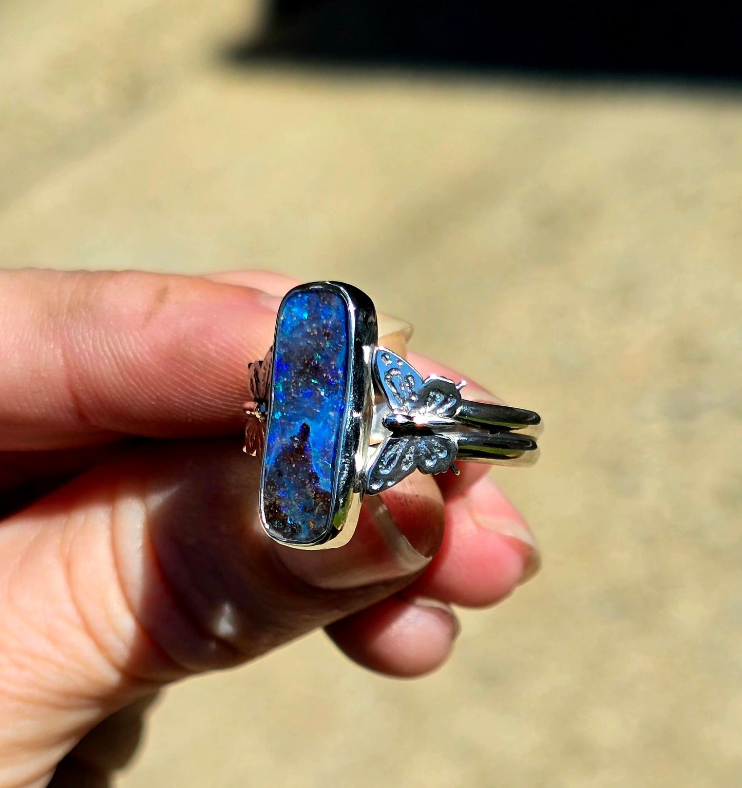Boulder Opal Butterfly Ring