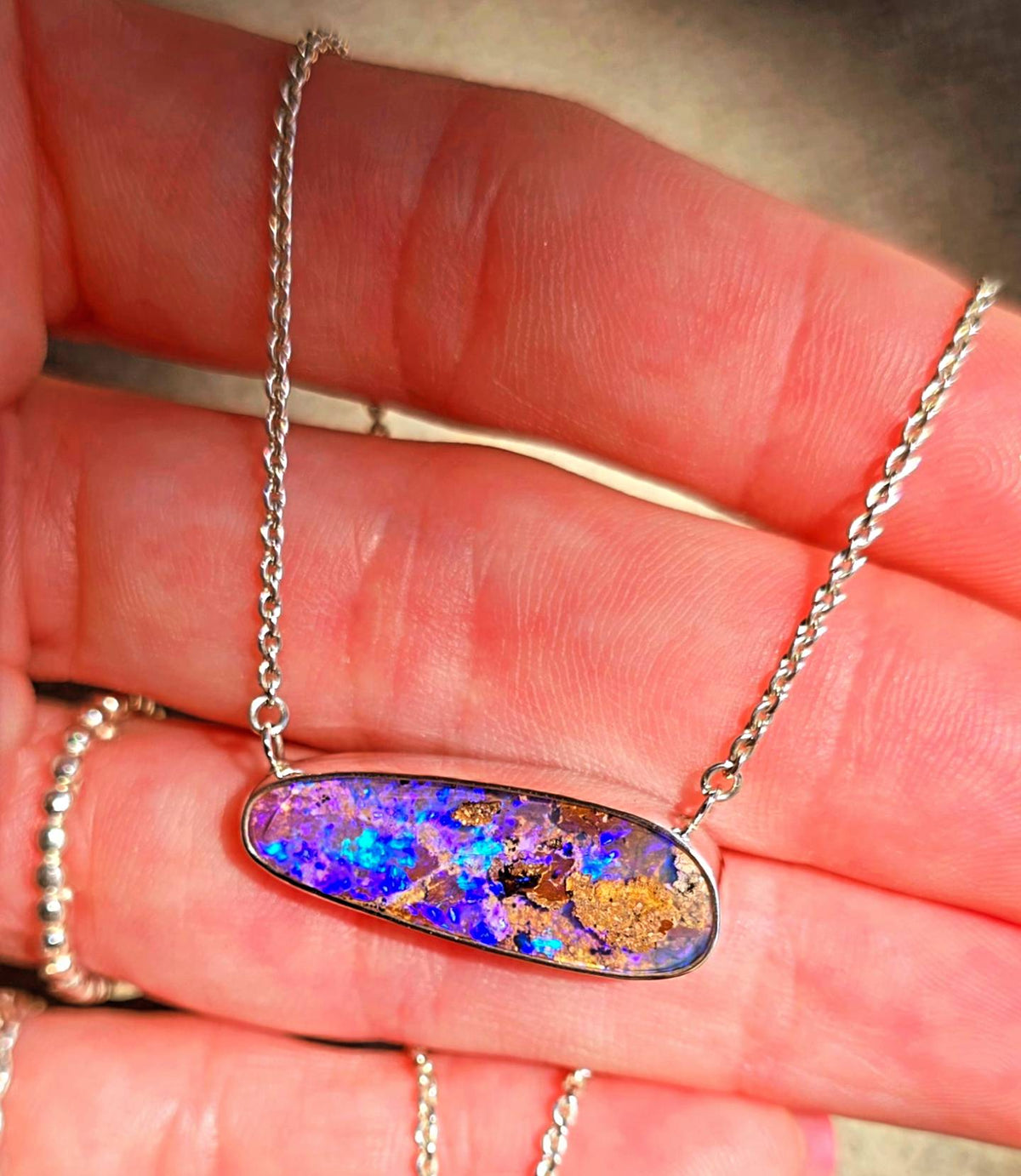 Purple Crystal Pipe Opal Necklace