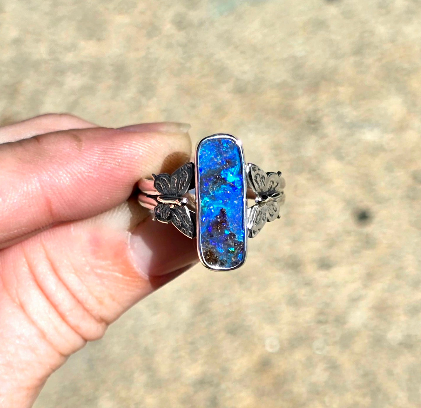 Boulder Opal Butterfly Ring