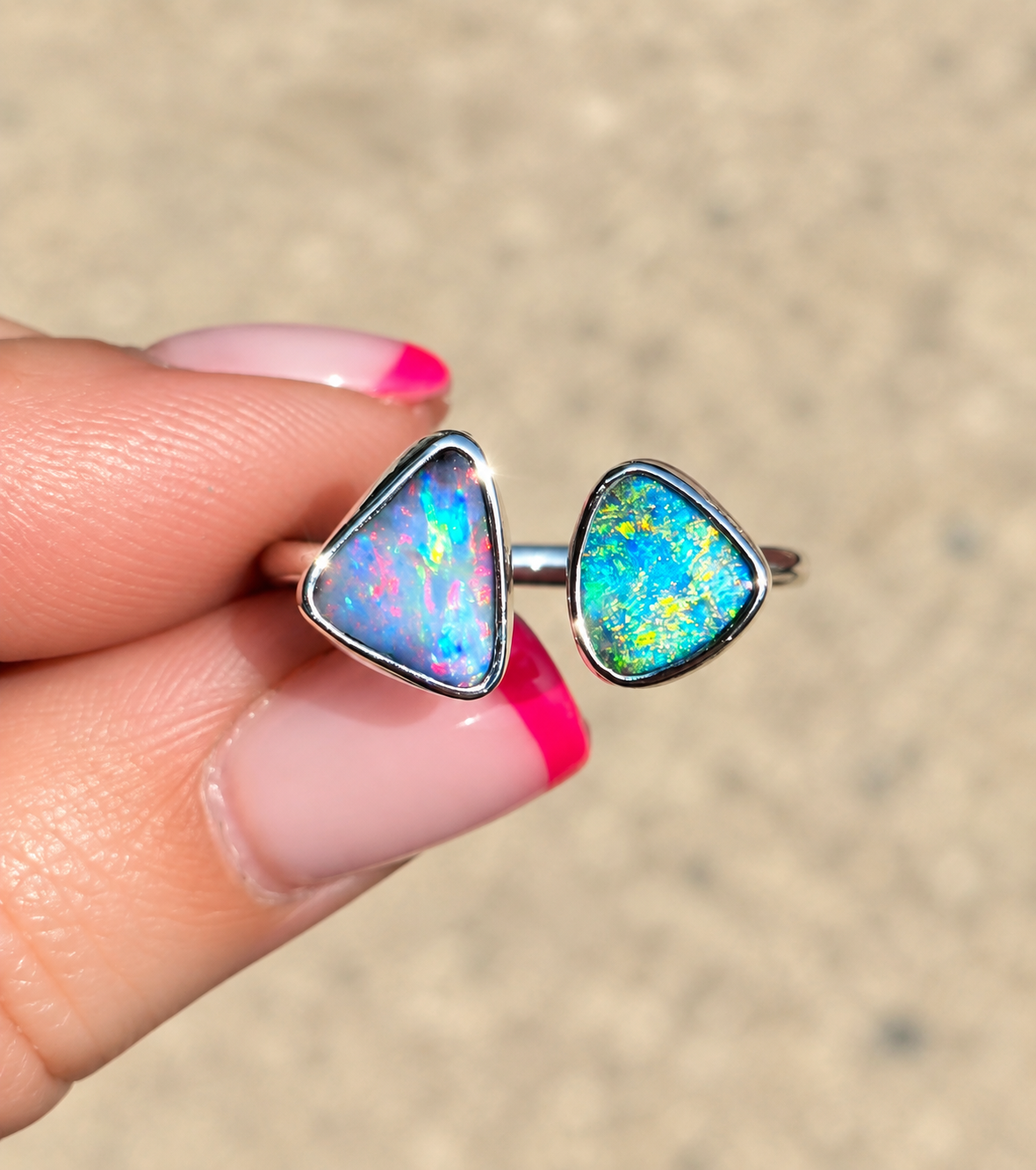 Boulder Opal Open Shank Ring Size 6-7