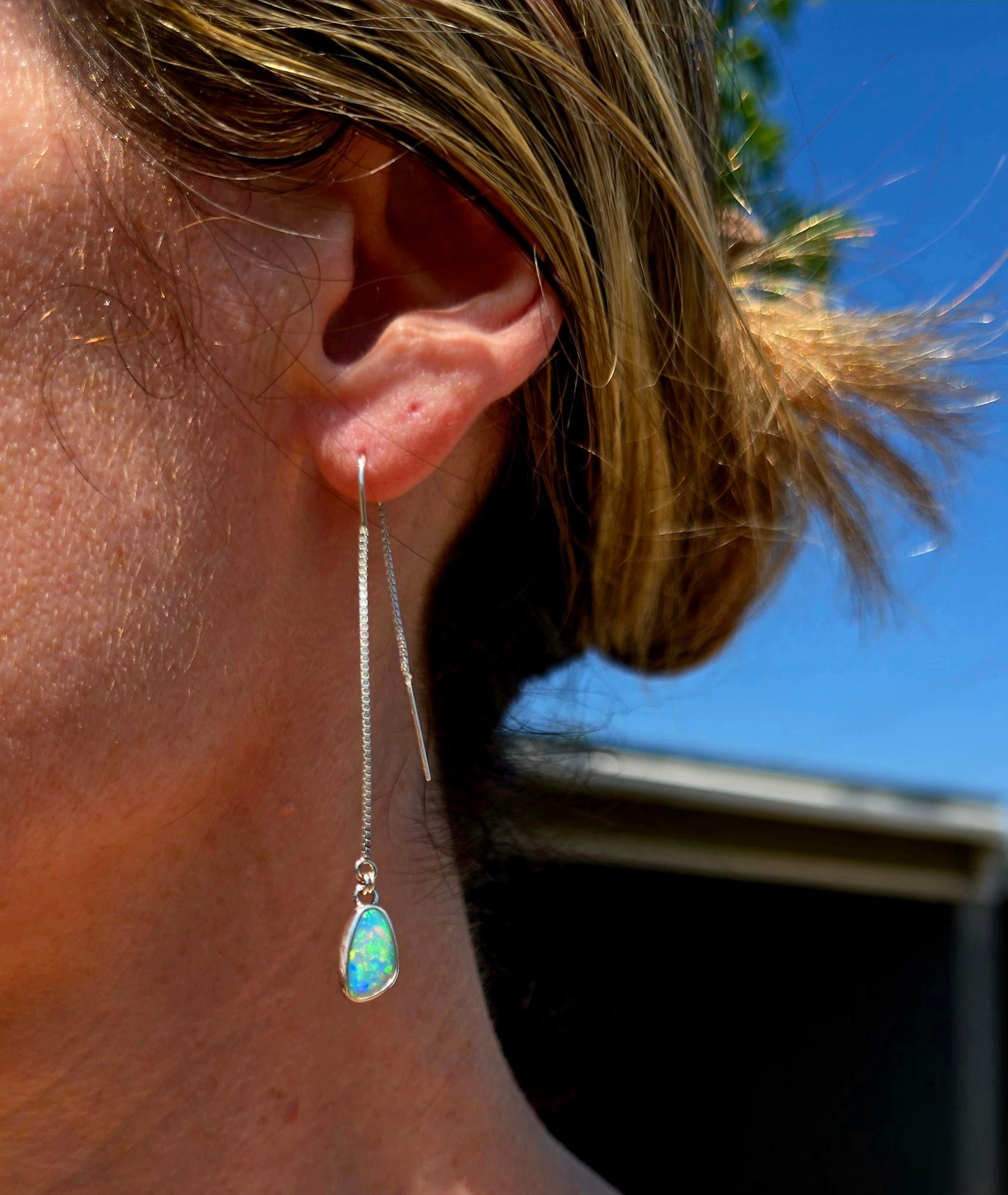 Crystal Opal Threader Earrings