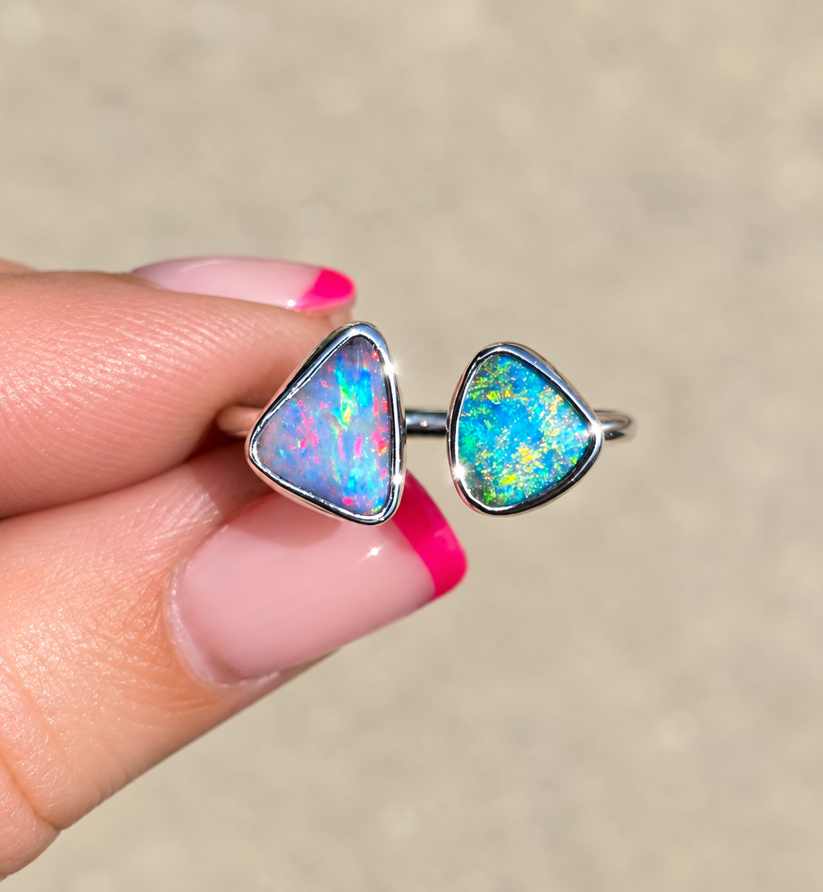 Boulder Opal Open Shank Ring Size 6-7