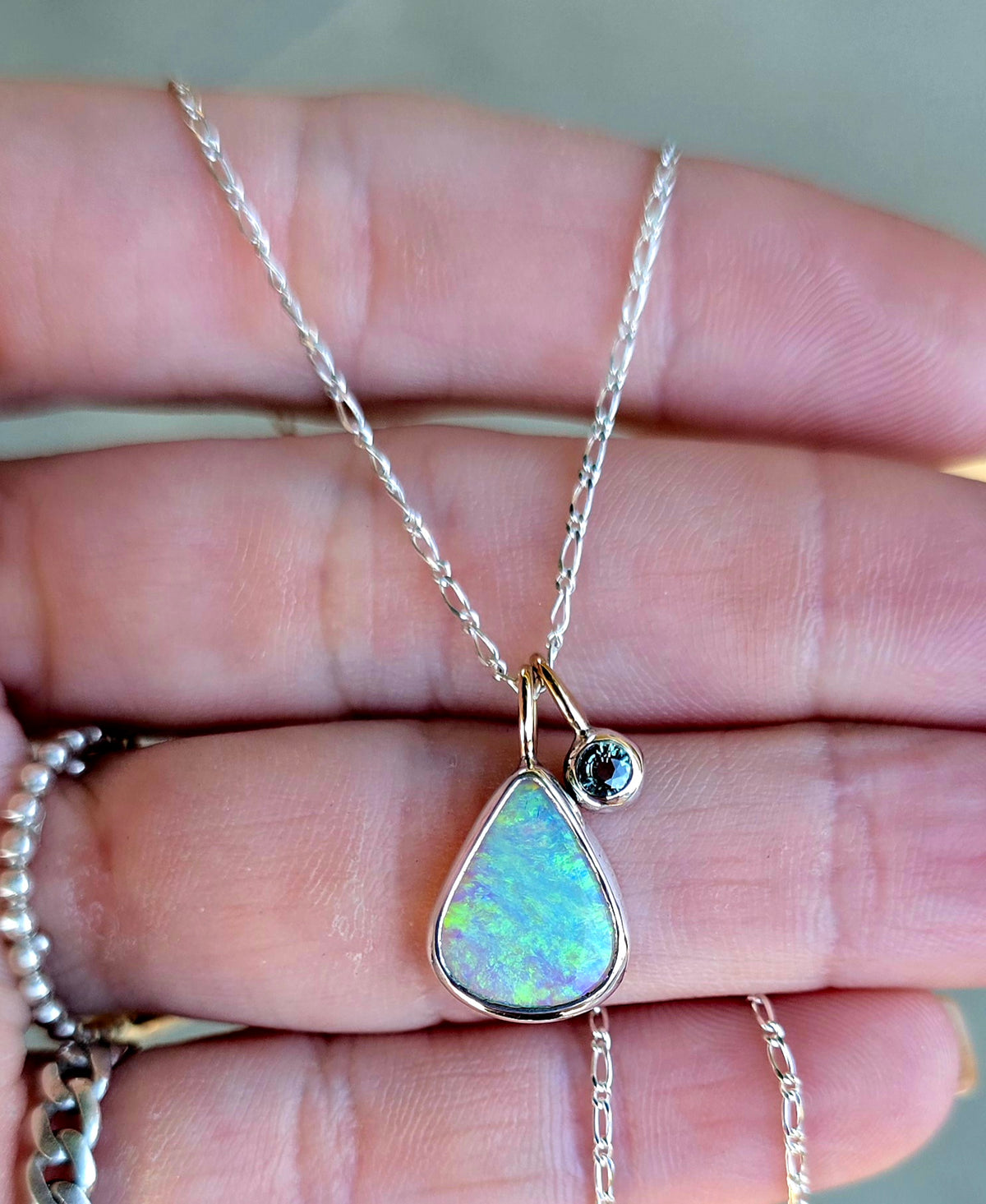 Australian Opal Montana Sapphire Necklace
