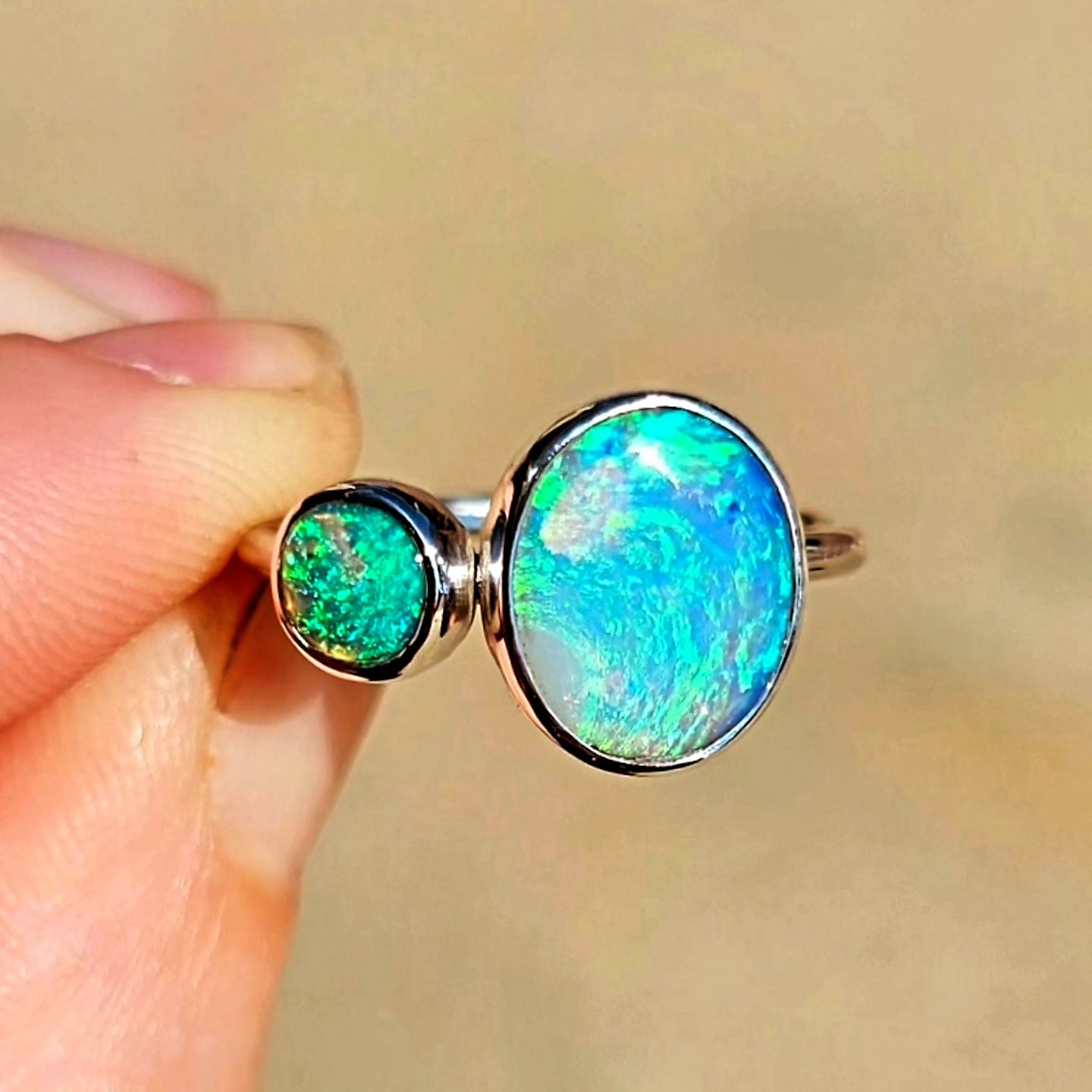 Double Opal Ring Size 8