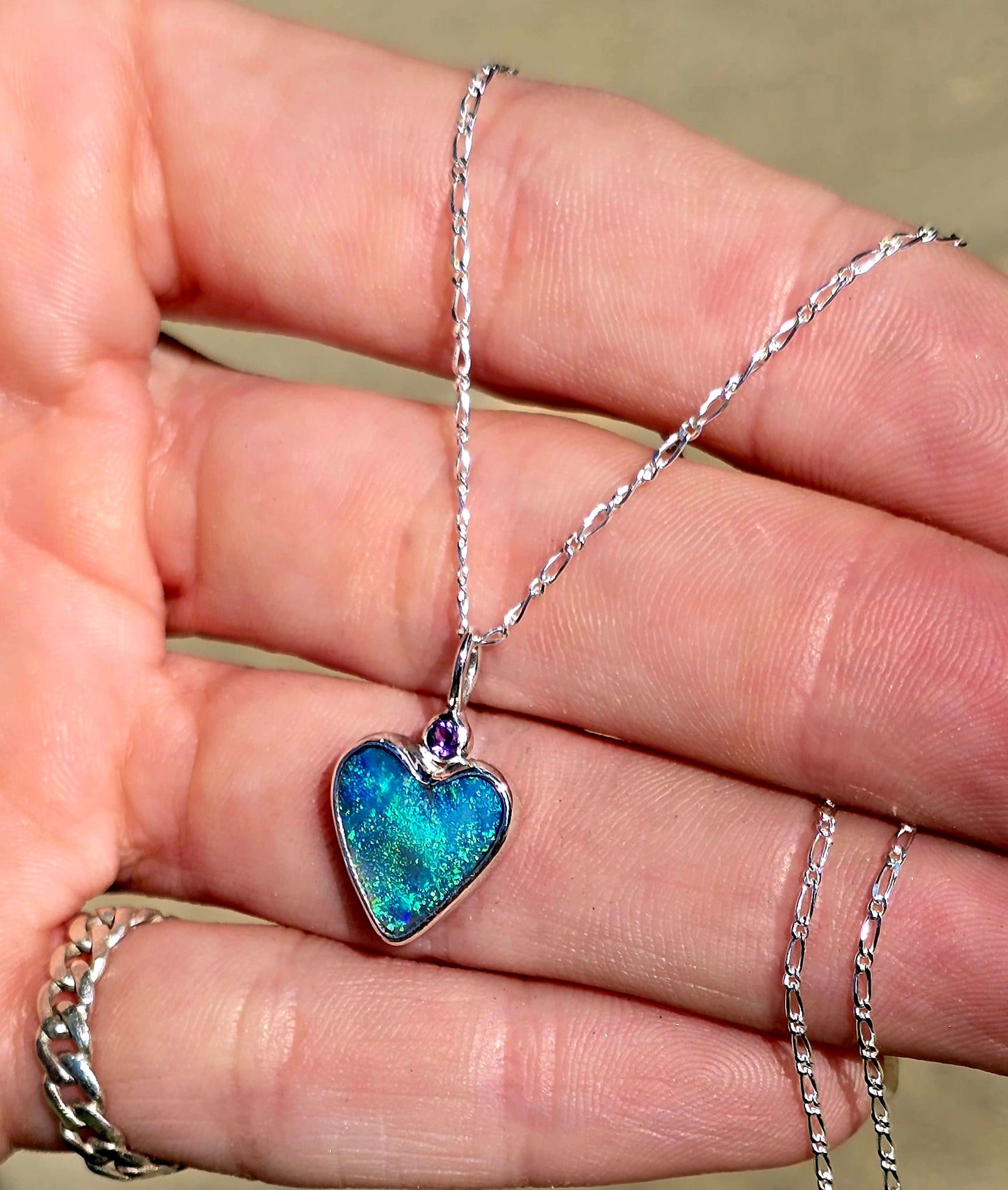 Opal Heart Amythyst Necklace