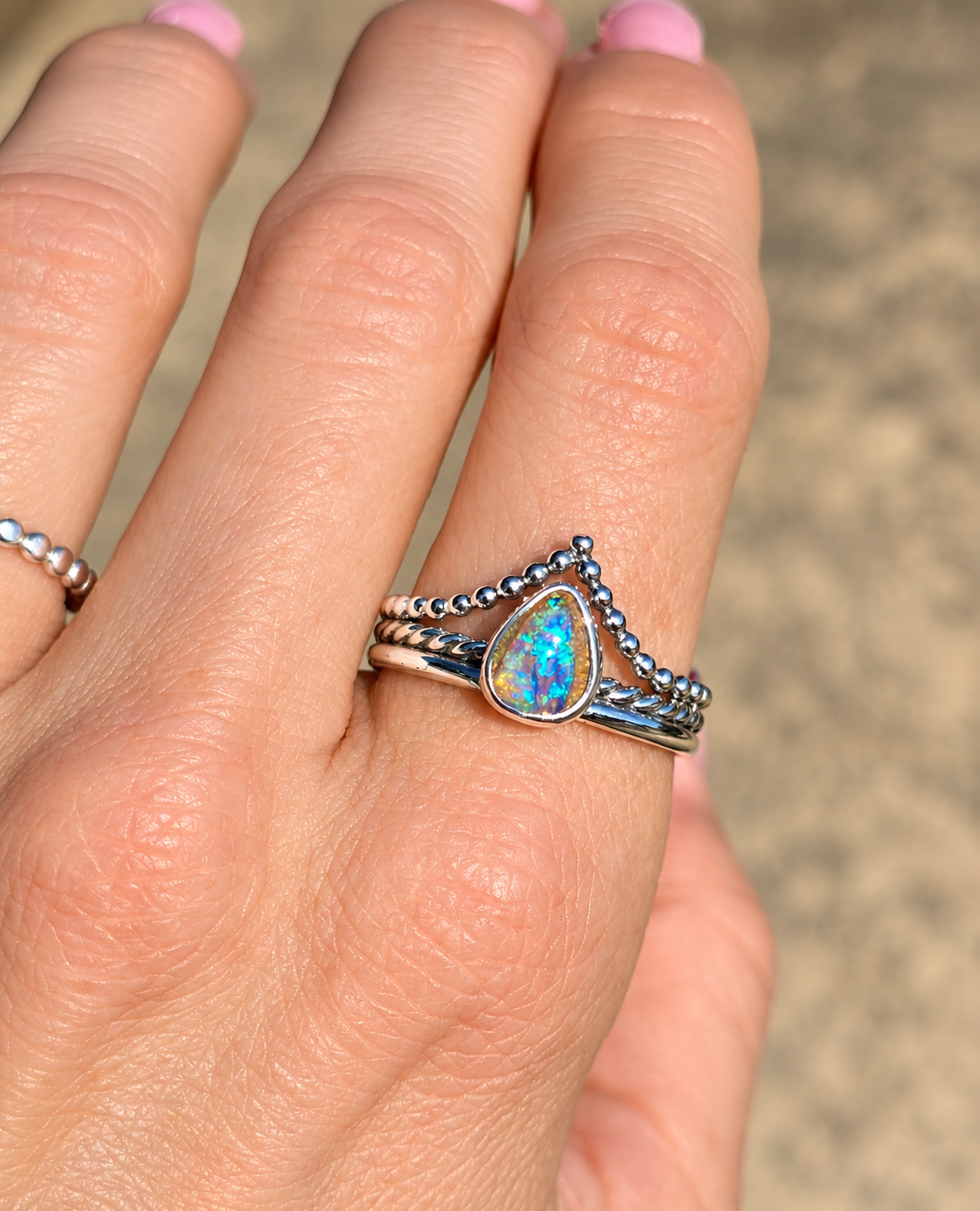 Opal Princess Ring Size 9