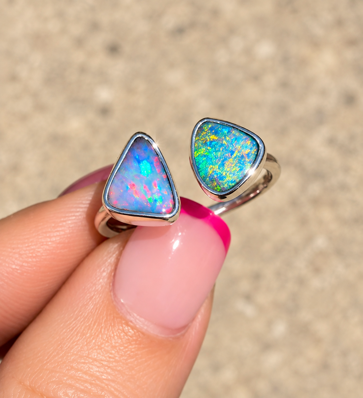 Boulder Opal Open Shank Ring Size 6-7