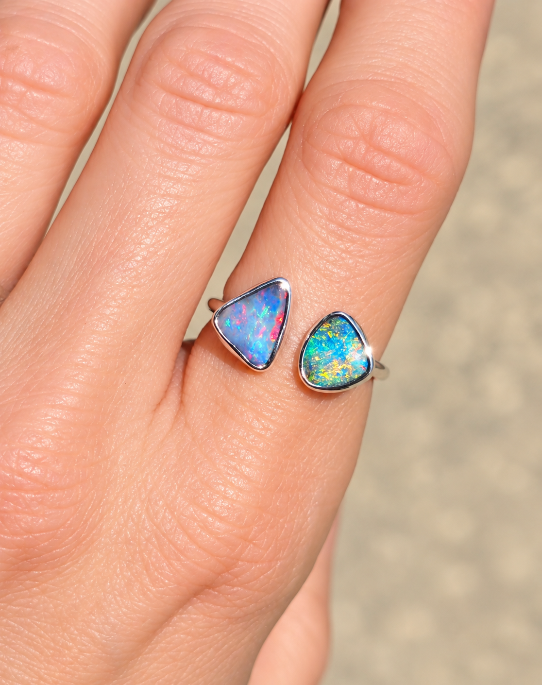 Boulder Opal Open Shank Ring Size 6-7
