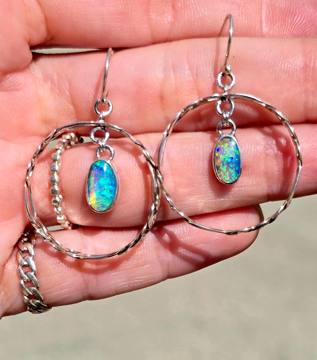 Not for Sale! Australian Opal Figaro Hoops