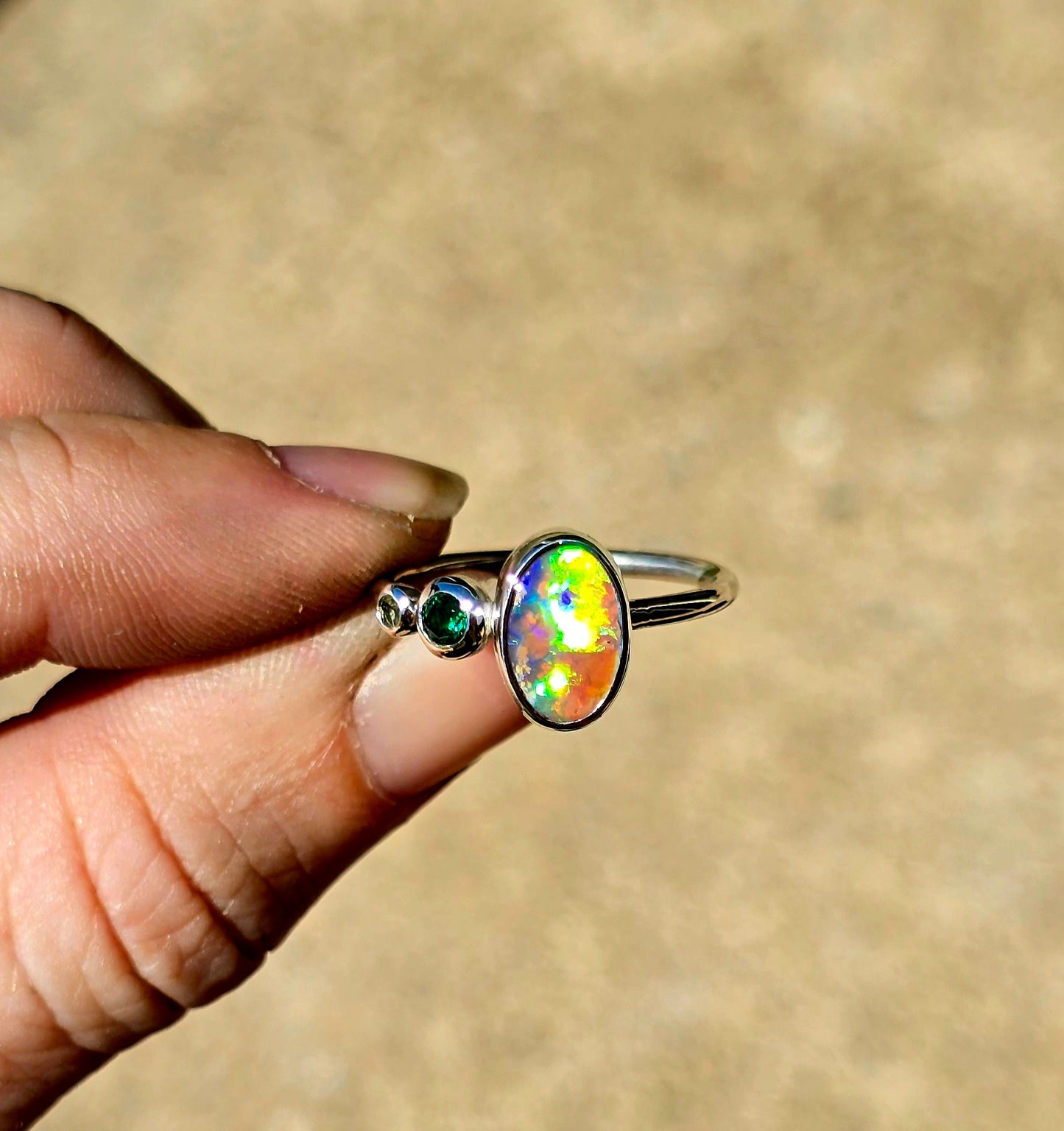 Neon Australian Opal Ring