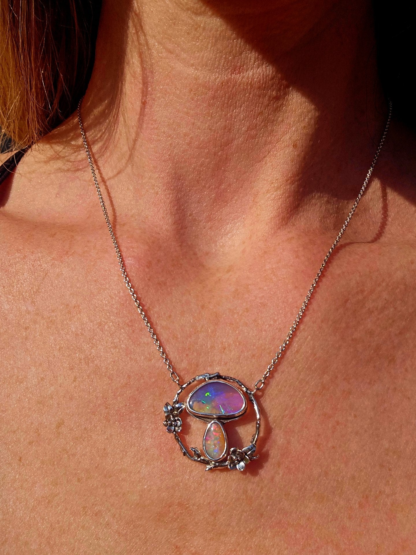 Enchanted Opal Mushroom Necklace