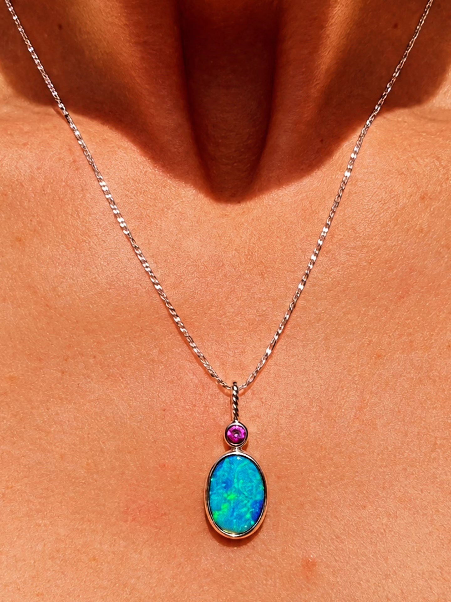 Opal Pink Sapphire Necklace