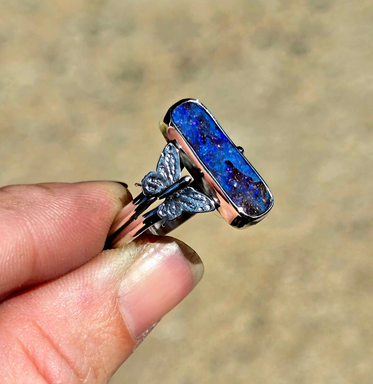 Boulder Opal Butterfly Ring