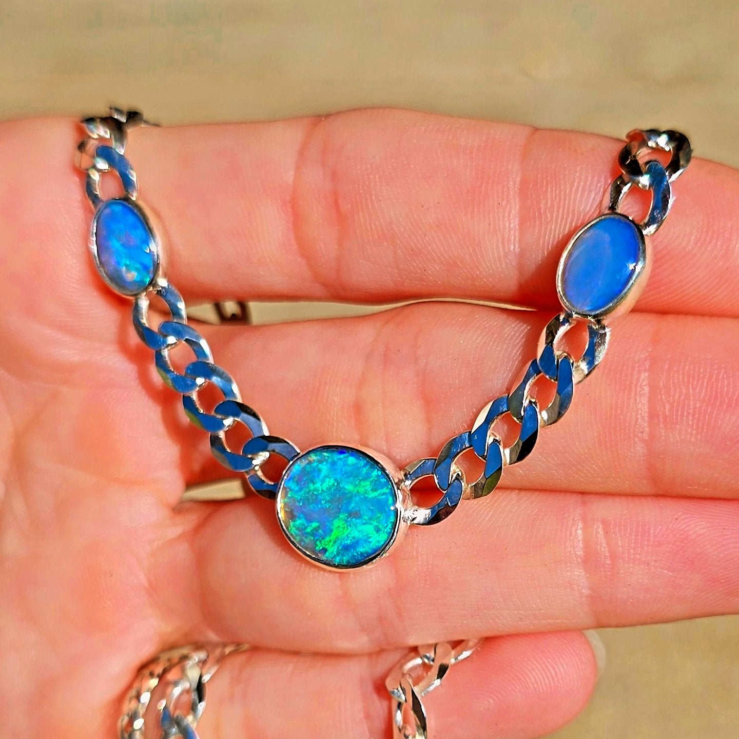 Australian Opal Curb Chain Necklace