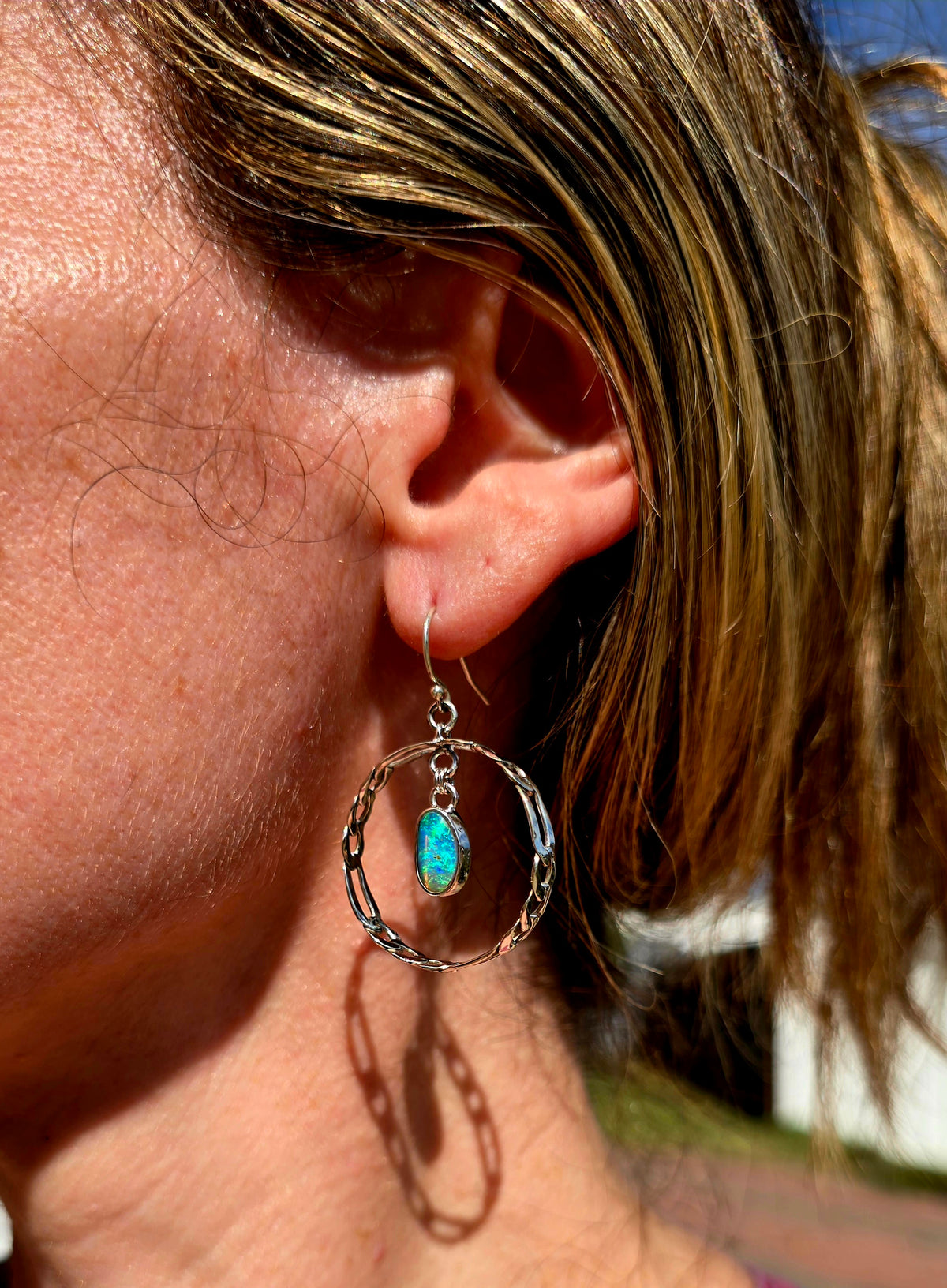 Not for Sale! Australian Opal Figaro Hoops
