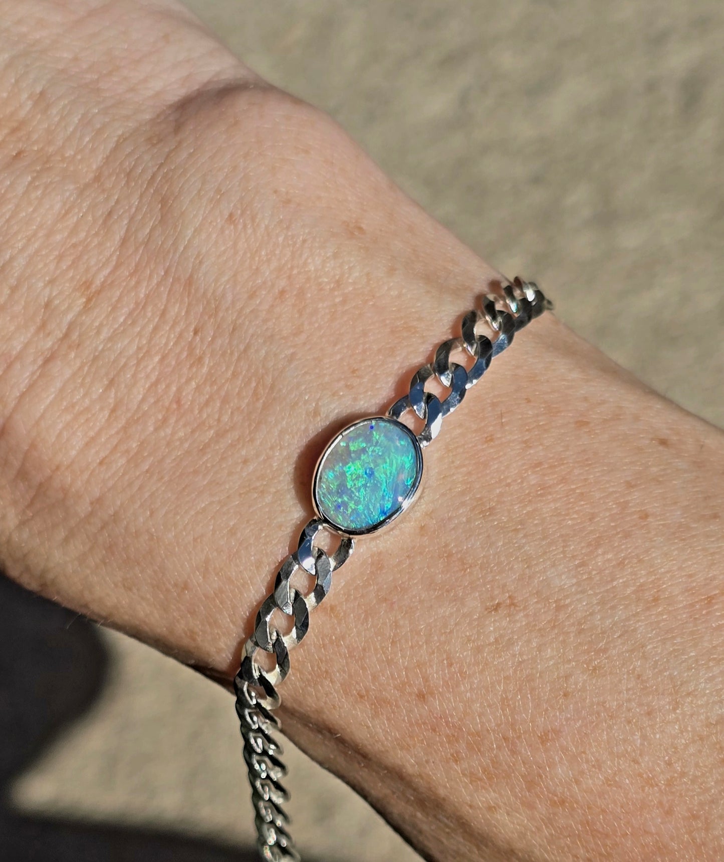 Opal Curb Chain Bracelet