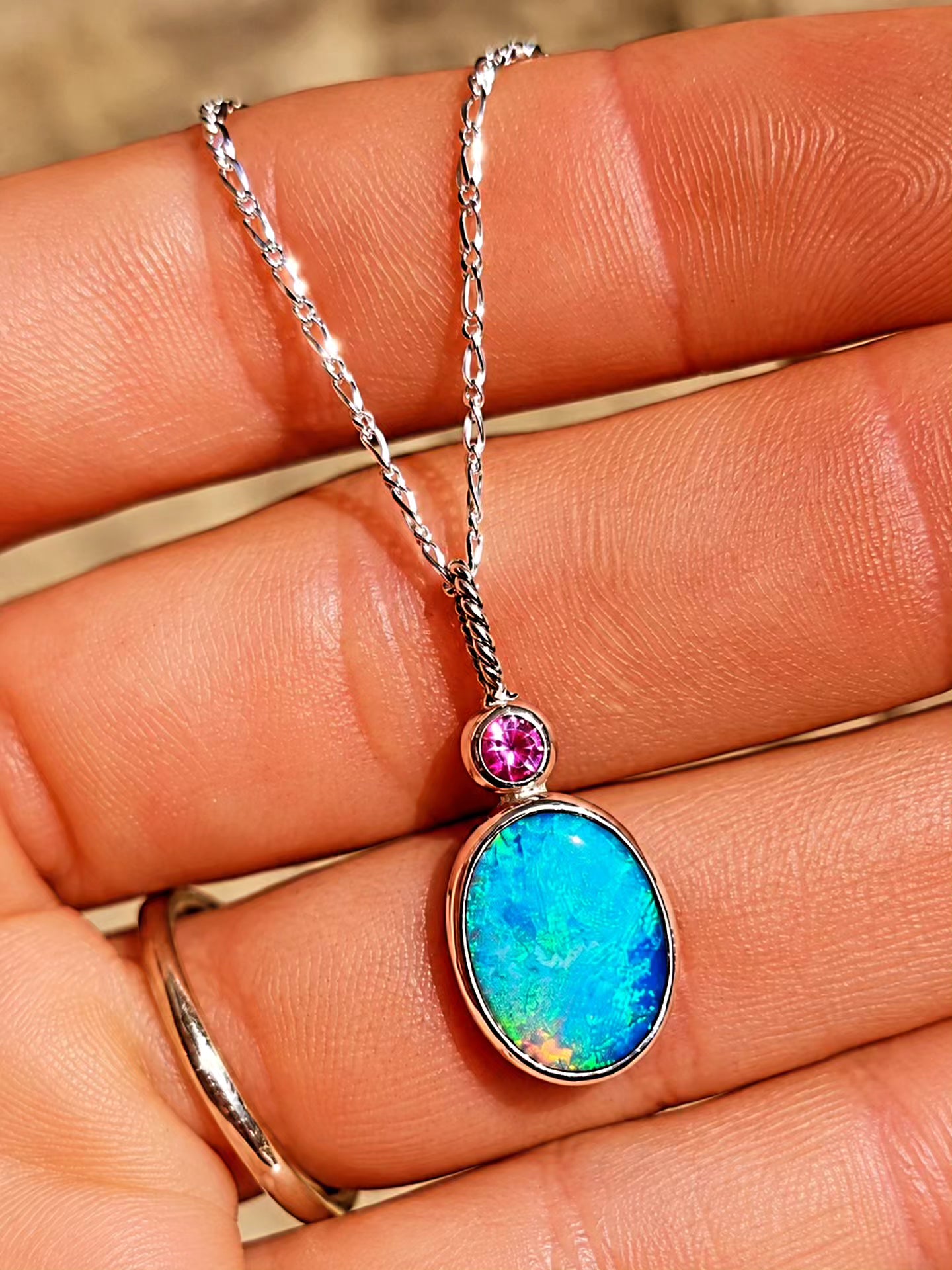 Opal Pink Sapphire Necklace