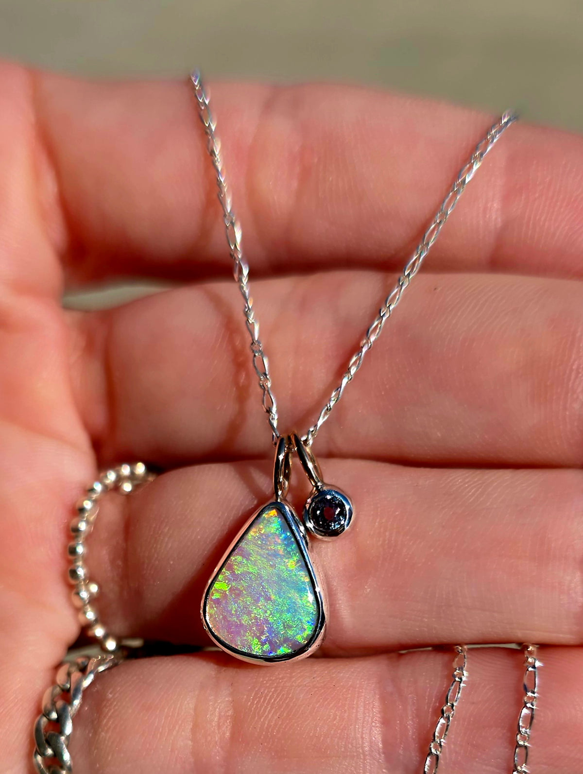 Australian Opal Montana Sapphire Necklace