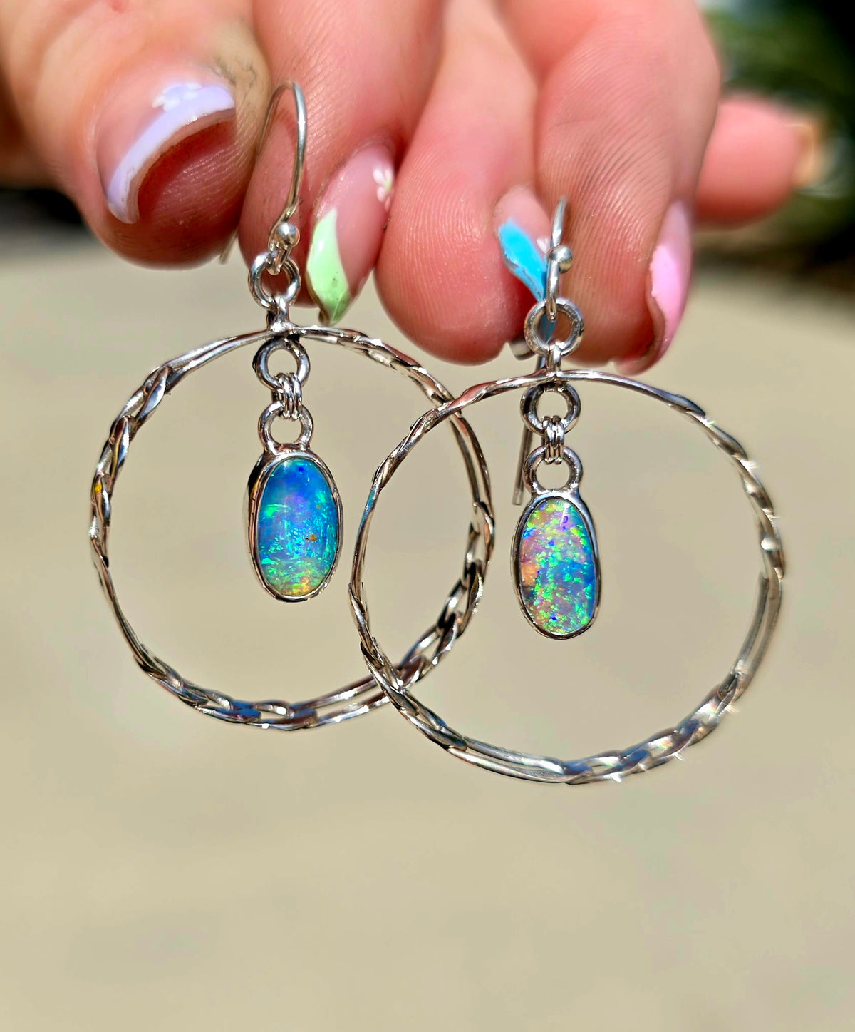 Not for Sale! Australian Opal Figaro Hoops