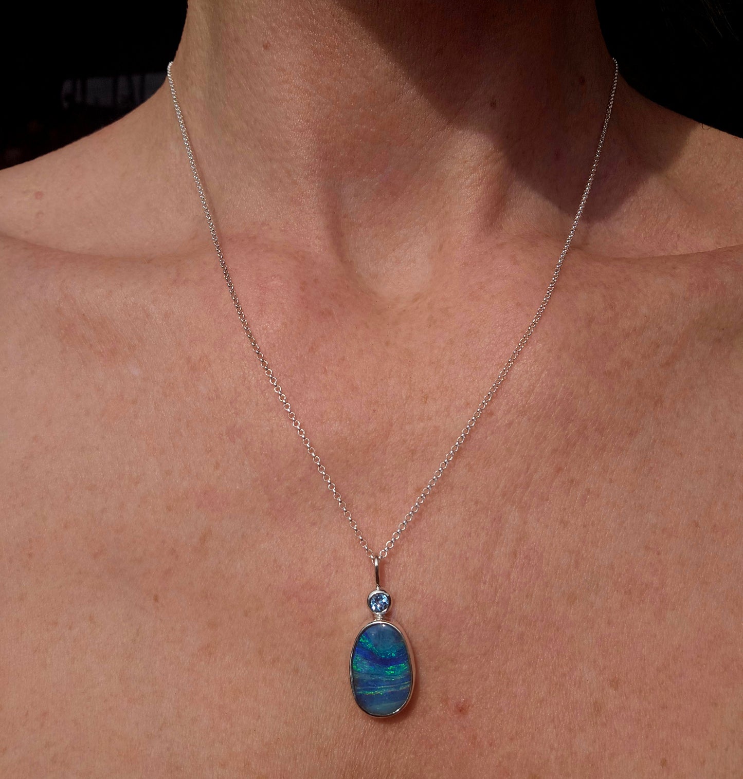 Boulder Opal Blue Topaz Necklace