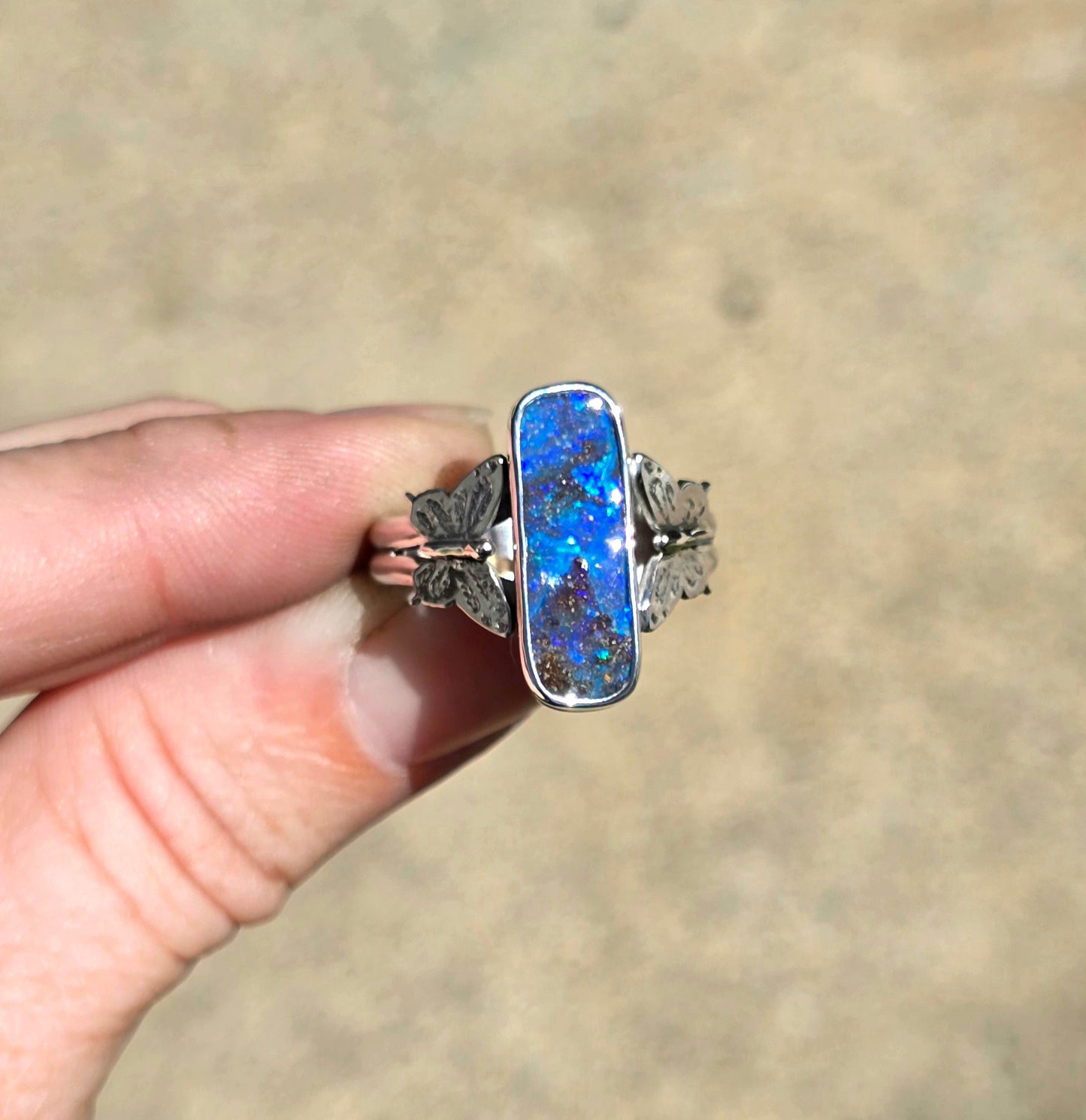 Boulder Opal Butterfly Ring