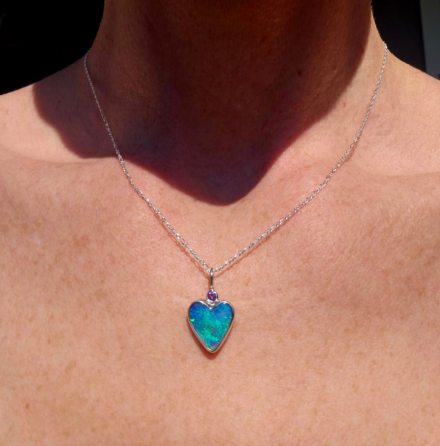 Opal Heart Amythyst Necklace