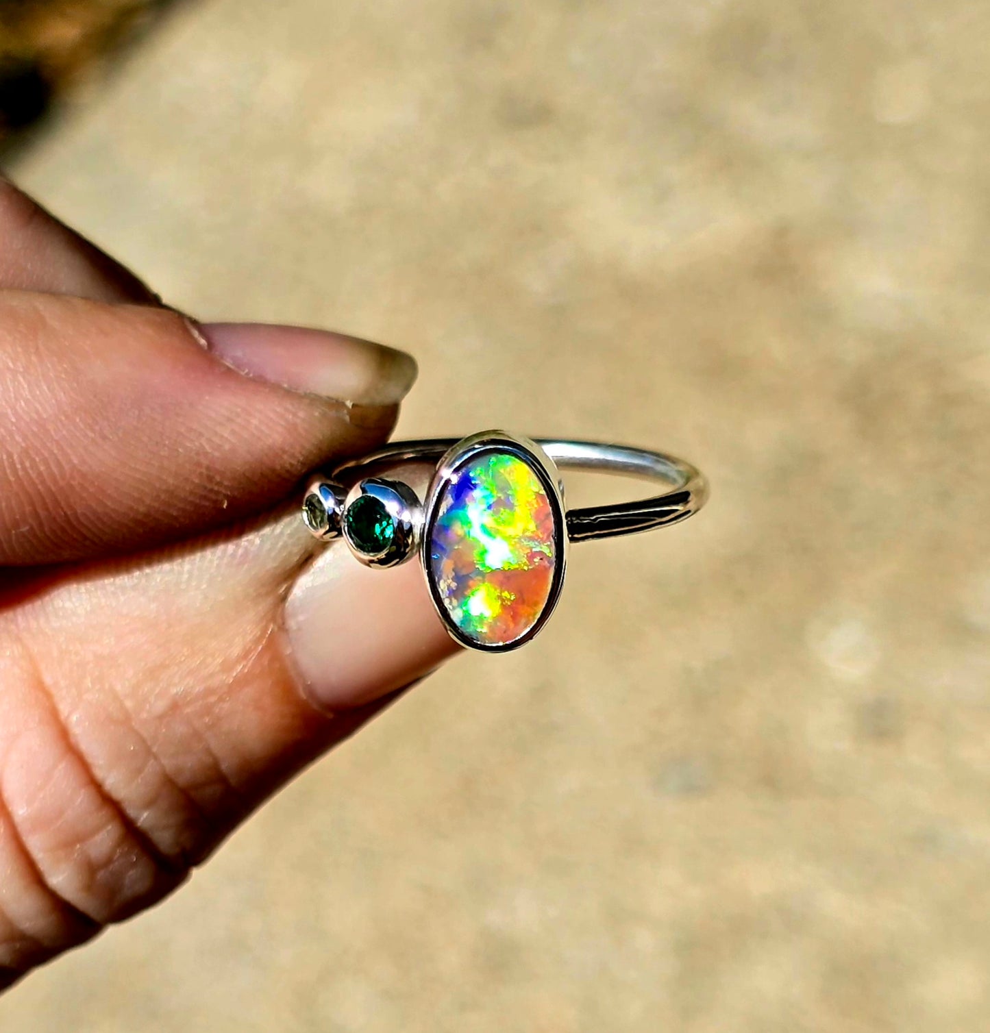 Neon Australian Opal Ring